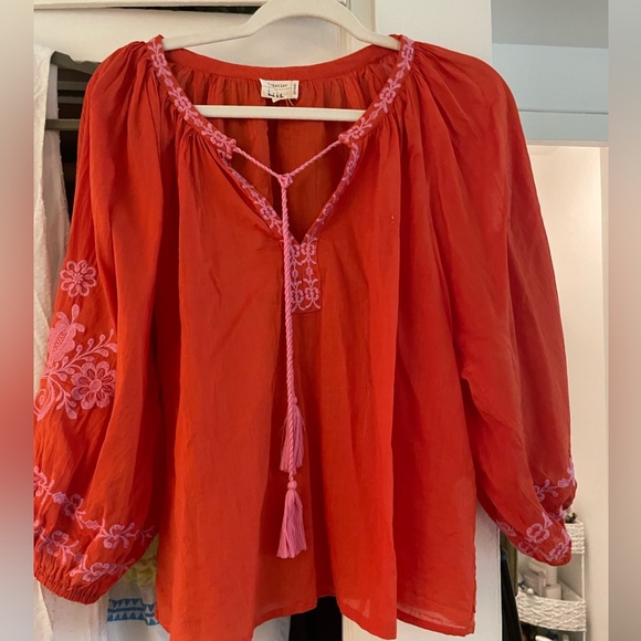 NEW Orange and Pink Embroidered Boho Top - Picture 1 of 6